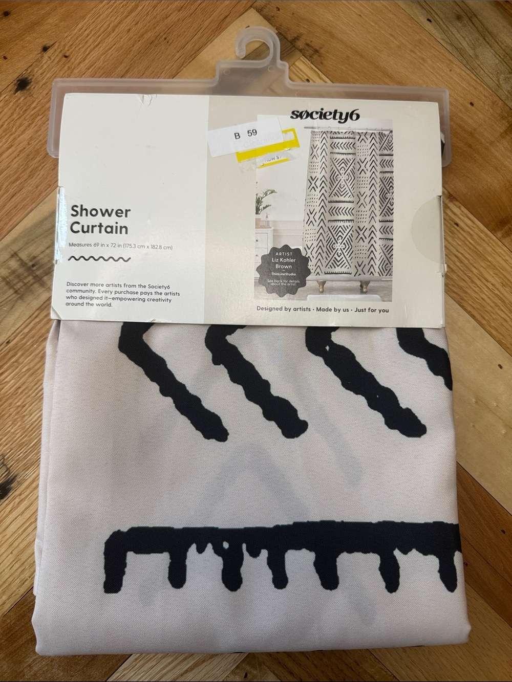 Society6 Black & White Drip Motif Shower Curtain